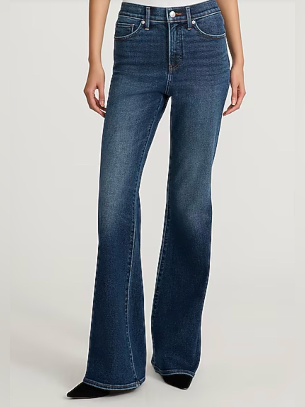High Waisted '70s Flare Dark Wash Jeans in Hyper Stretch